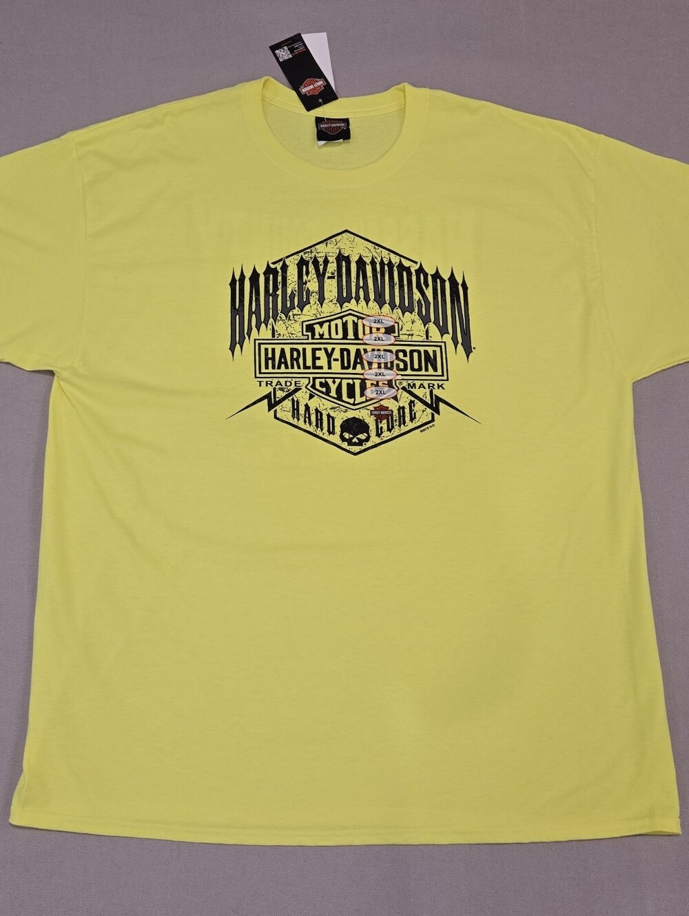Harley Davidson T-Shirt Mens 2XL  Neon Yellow Logo Nassau County NY 2019 NWT